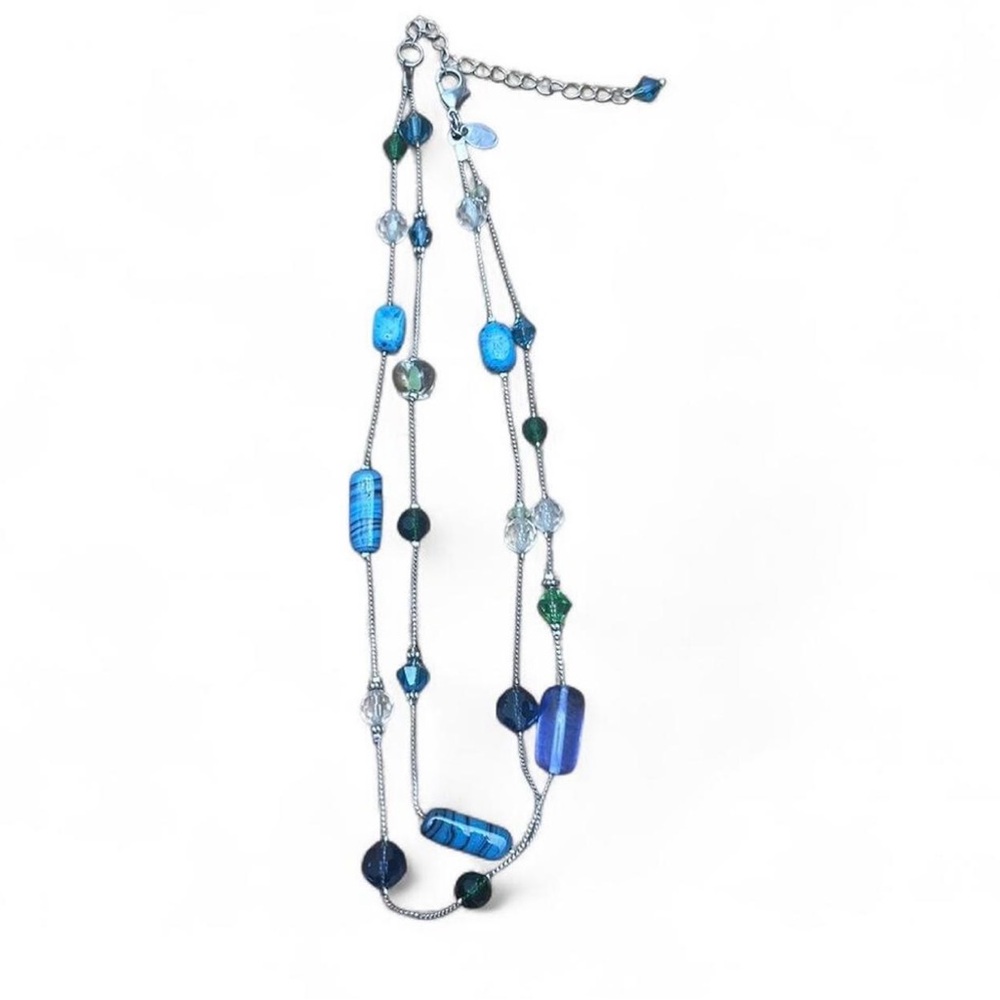 FREE W PURCHASE Lia Sophia Blue, Green & Clear Beaded Statement Necklace